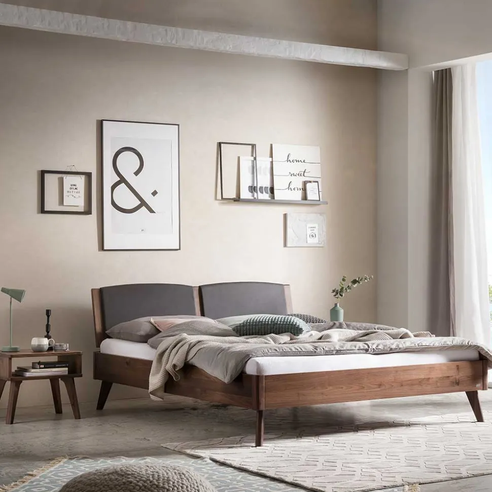 140x200 Bettgestell in Nussbaum Braun - Nigari