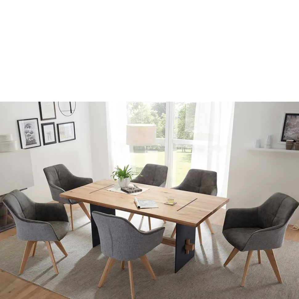 180x90 cm Esstisch & Tischsessel - Khawala (siebenteilig)