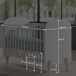 60x120 Design Babybett in Weiß Natur - Mauricia