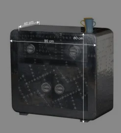 90x80 Design Kommode aus Massivholz & Alu - Pilot