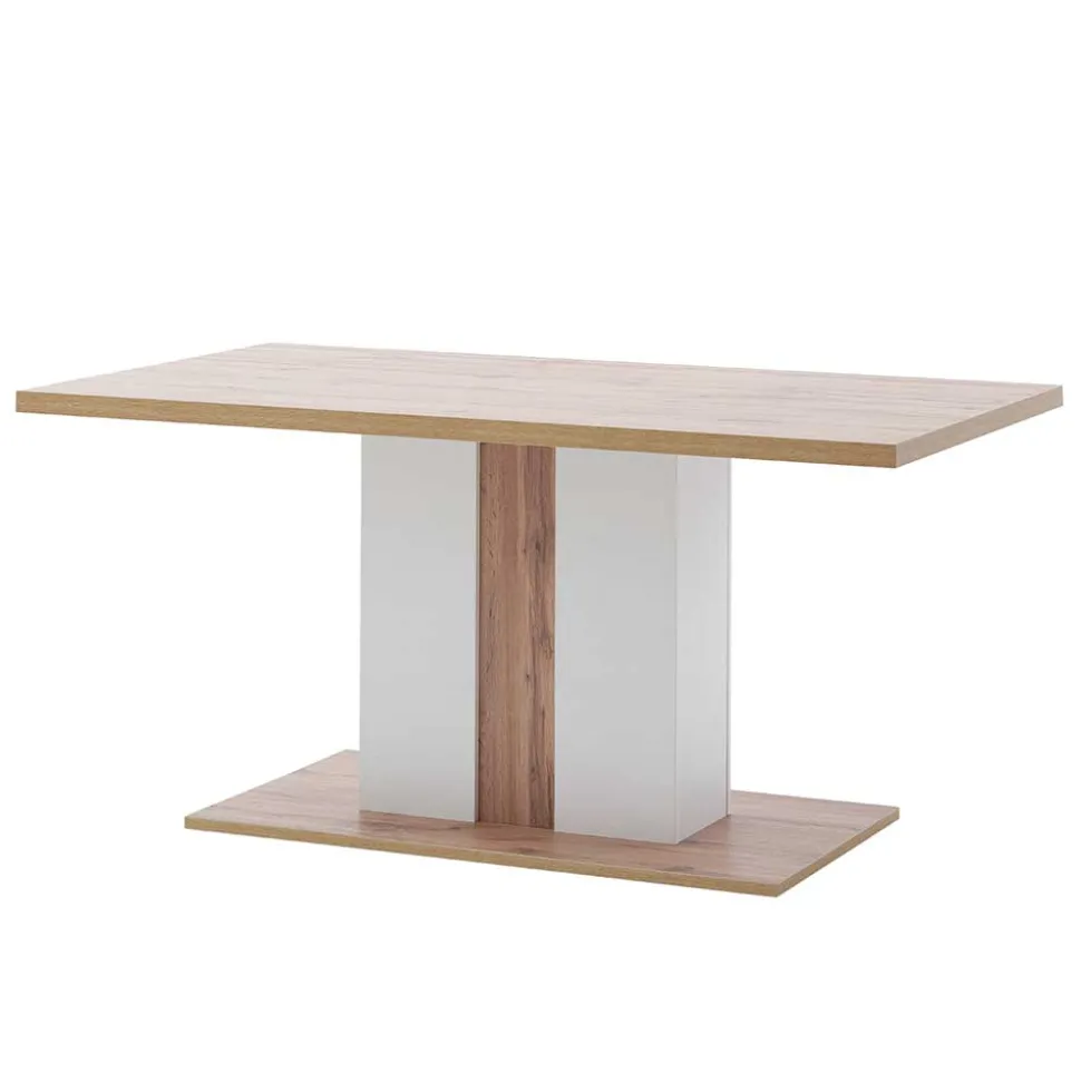 160x90 Esstisch mit Säulenfuß zweifarbig - Caldri