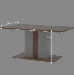 160x90 Esstisch mit Säulenfuß zweifarbig - Caldri