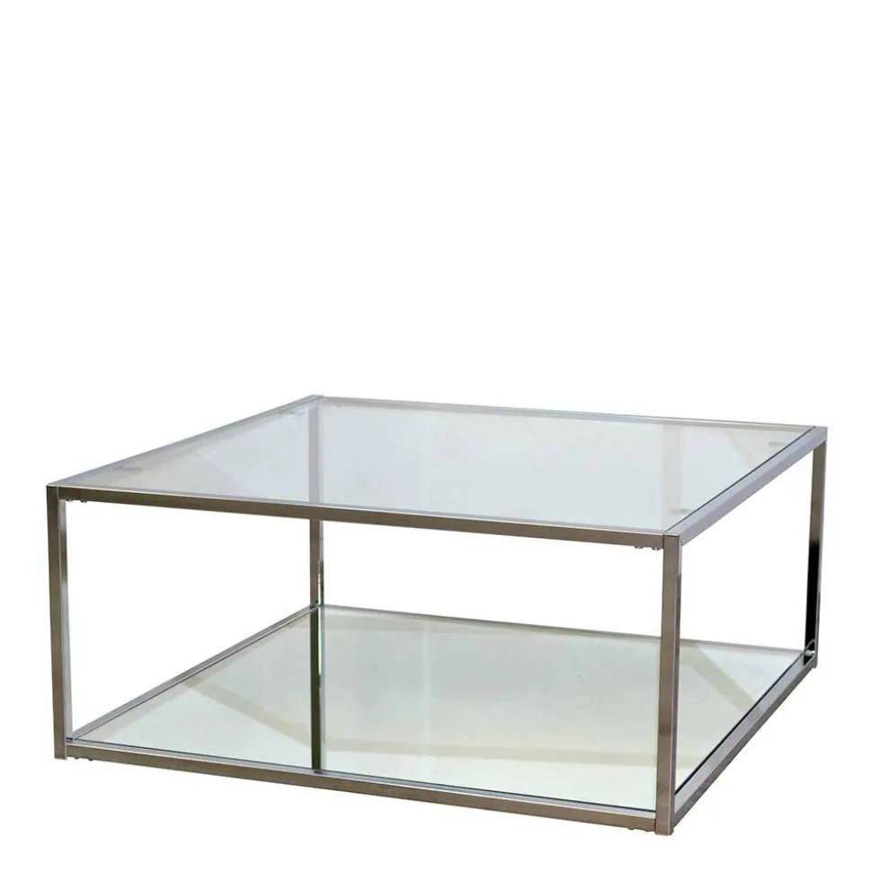 80x80 Glas Couchtisch mit Spiegelglas Boden - Cowian