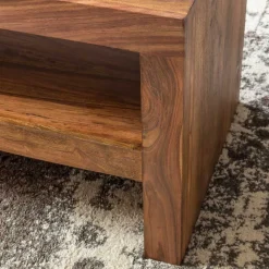 110x45 Handgearbeiteter Couchtisch mit Ablage - Hoslo