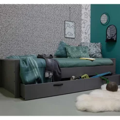 90x200 Holzbett in Grau aus Kiefer - Firgetta