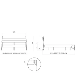 140x200 Kernbuchebett mit Kopfteil - Rosinna