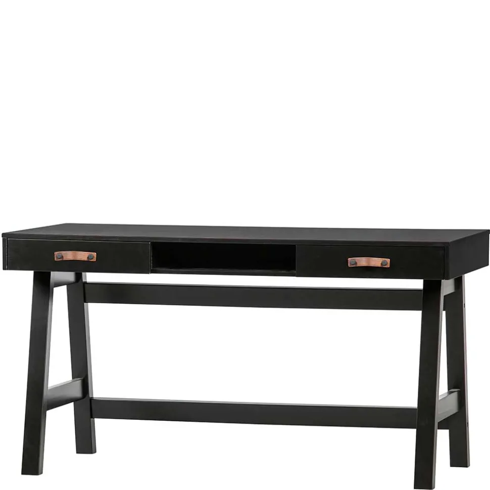 140x62 Kiefernholz Schreibtisch in Schwarz - Ilvessino