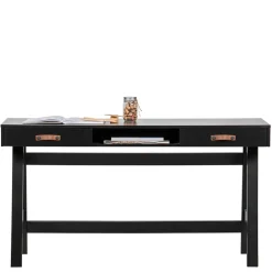 140x62 Kiefernholz Schreibtisch in Schwarz - Ilvessino