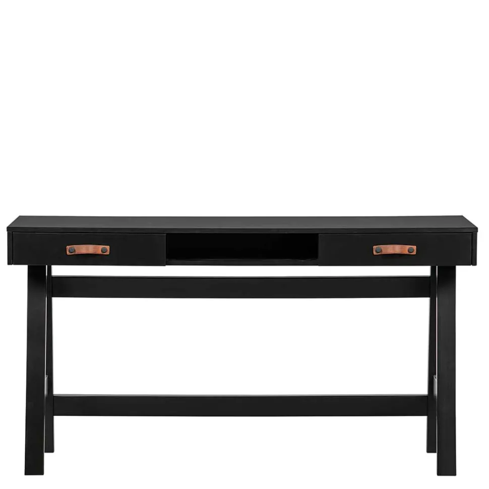 140x62 Kiefernholz Schreibtisch in Schwarz - Ilvessino