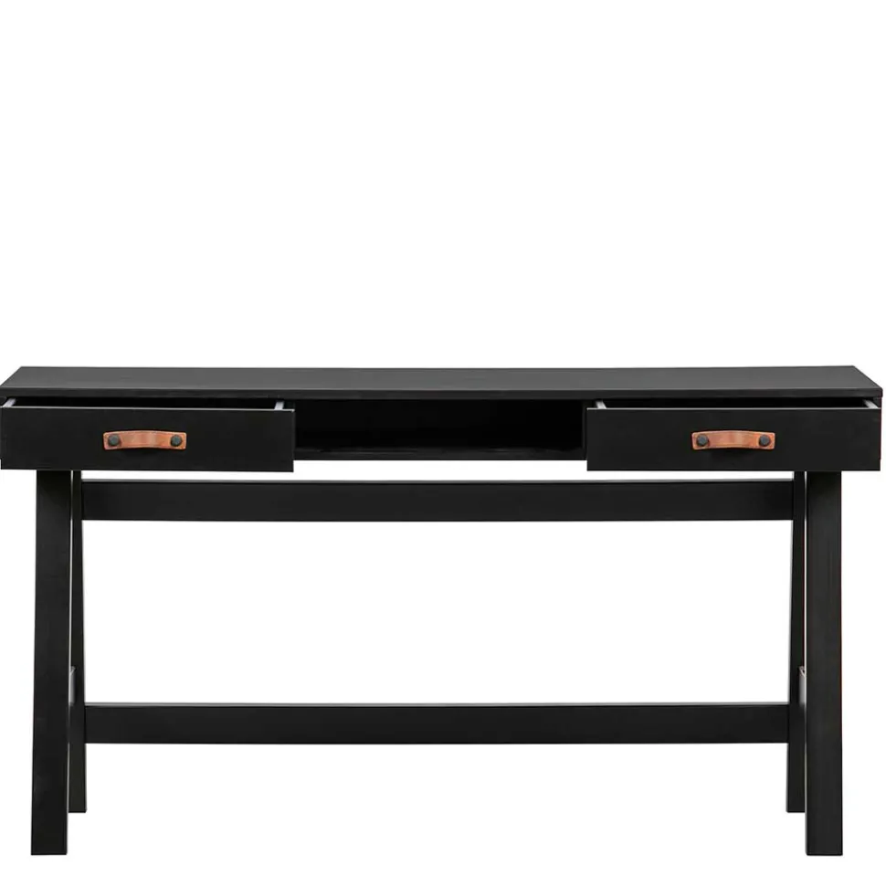 140x62 Kiefernholz Schreibtisch in Schwarz - Ilvessino