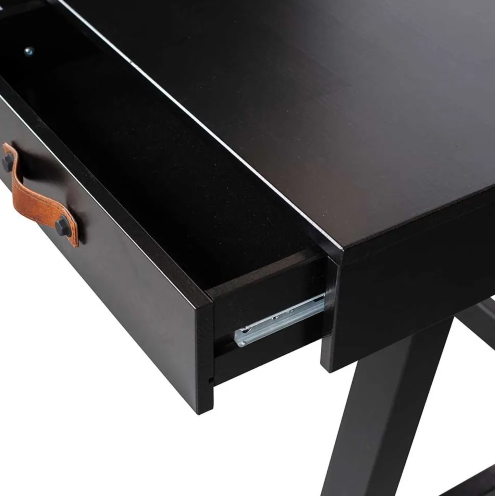 140x62 Kiefernholz Schreibtisch in Schwarz - Ilvessino