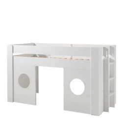 90x200 Kinder Hütten Hochbett in Weiß - Lapel