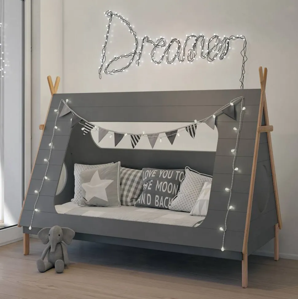 90x200 Kinder Zeltbett in Grau - Casserra