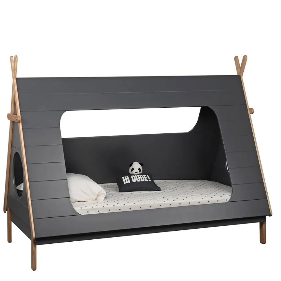 90x200 Kinder Zeltbett in Grau - Casserra