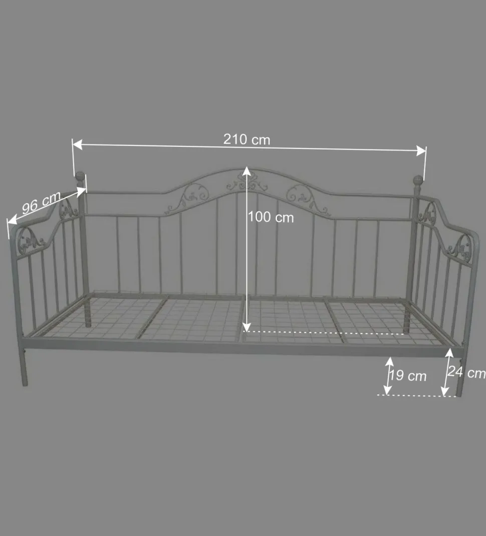 90x200 Metall Daybed in Weiß - Alberton