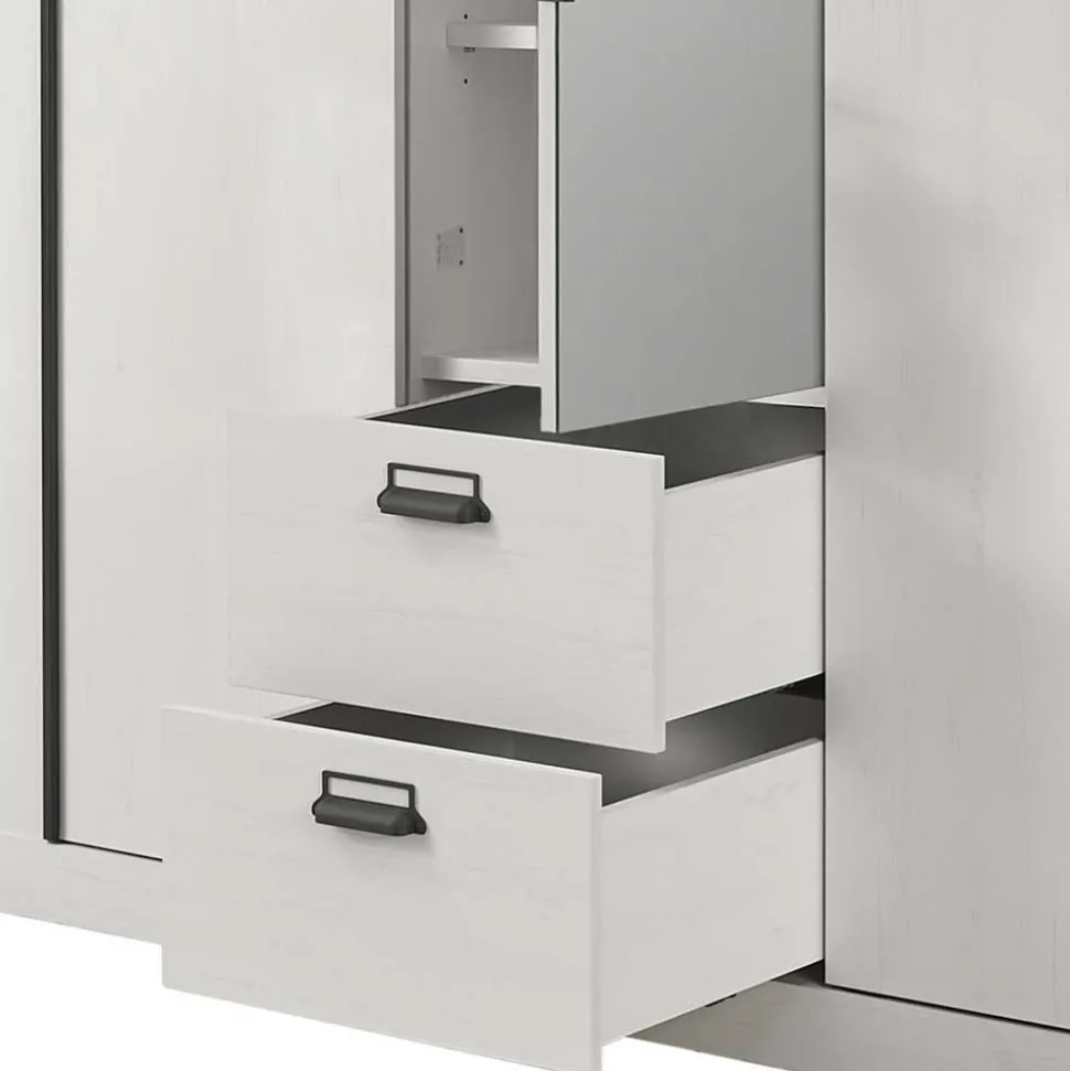 140x200 Modern Country Bett & Schrank - Tramos (vierteilig)