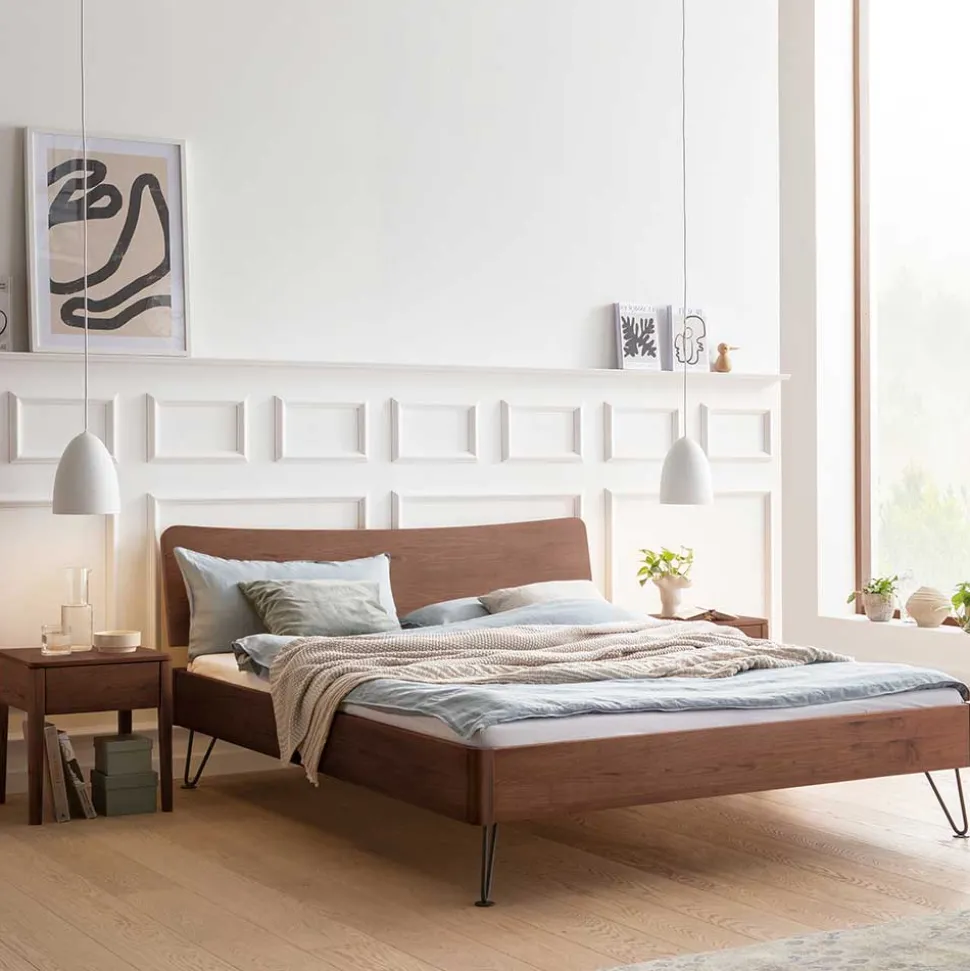 140x200 Nussbaum Bett modern - Dattilo