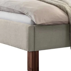 140x200 Polsterbett in Beige und Nussbaum - Kyras