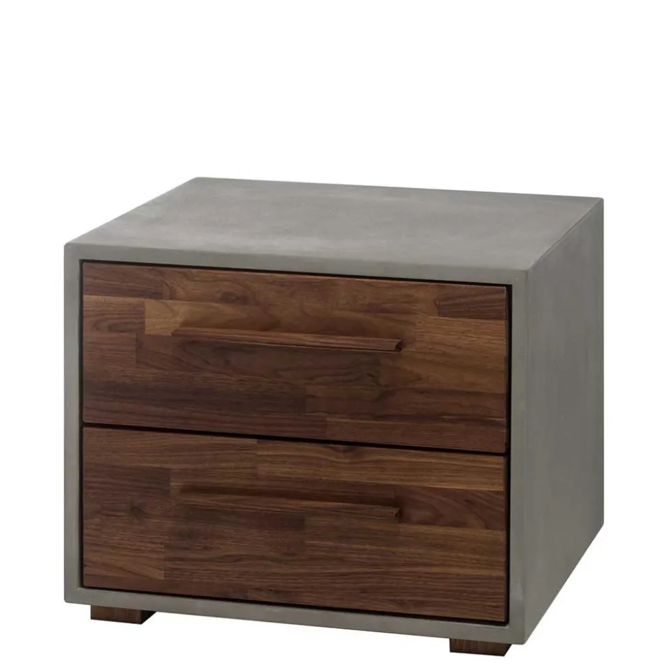 140x200 Polsterbett in Beige und Nussbaum - Kyras