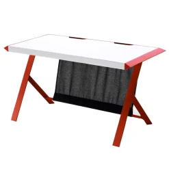 127x60 Schreibtisch in Weiß mit Rot - Kastawa