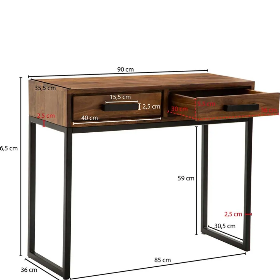 90x36 Schreibtisch Schminktisch mit Schubladen - Vioriga
