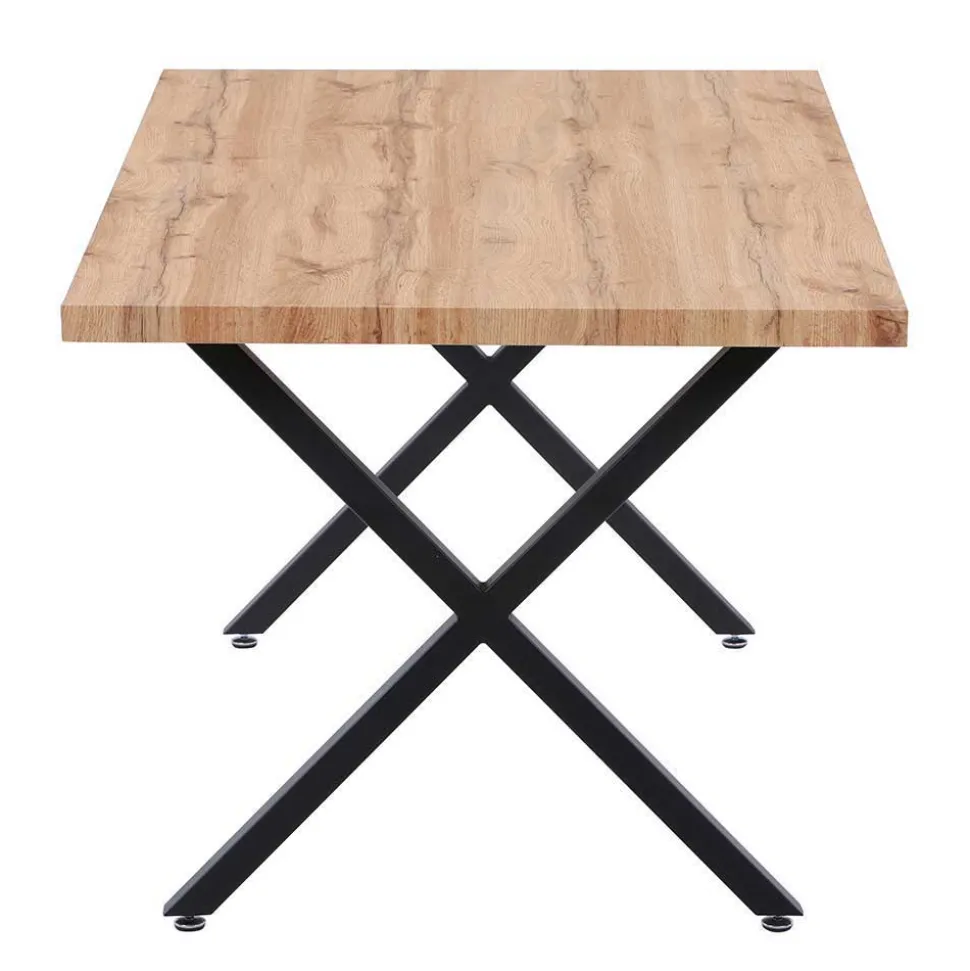 160x90 Tisch mit X-Füßen & Stühle - Zandras (fünfteilig)