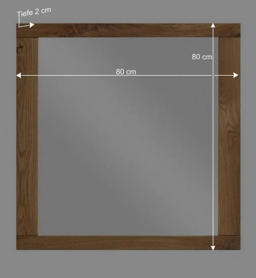 80x80 Wandspiegel aus Eichenholz Rahmen - Sennya