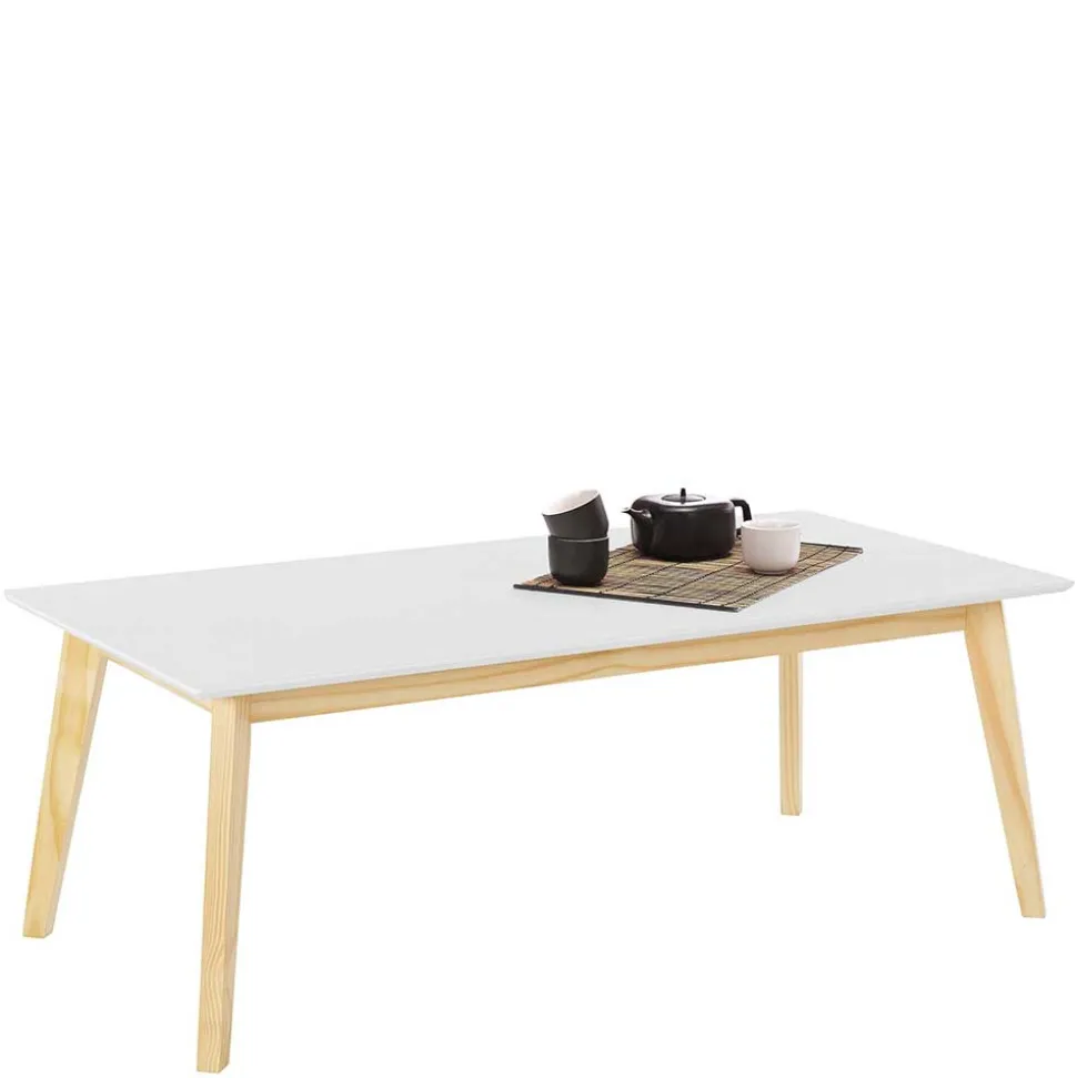 120x60 Wohnzimmer Tisch in Weiß & Kiefer - Tropezian