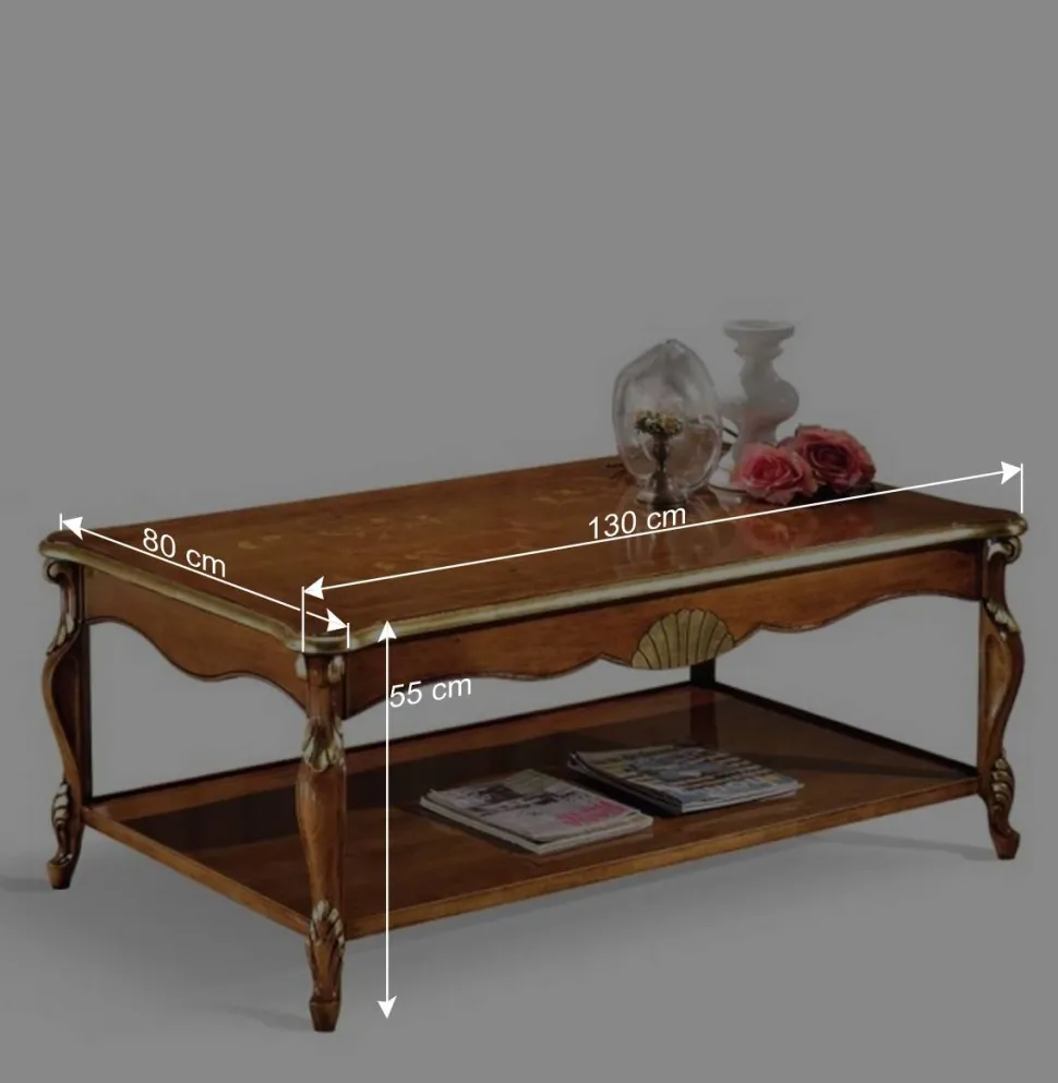 130x80 Wohnzimmertisch im Italienischen Stil - Carlenna