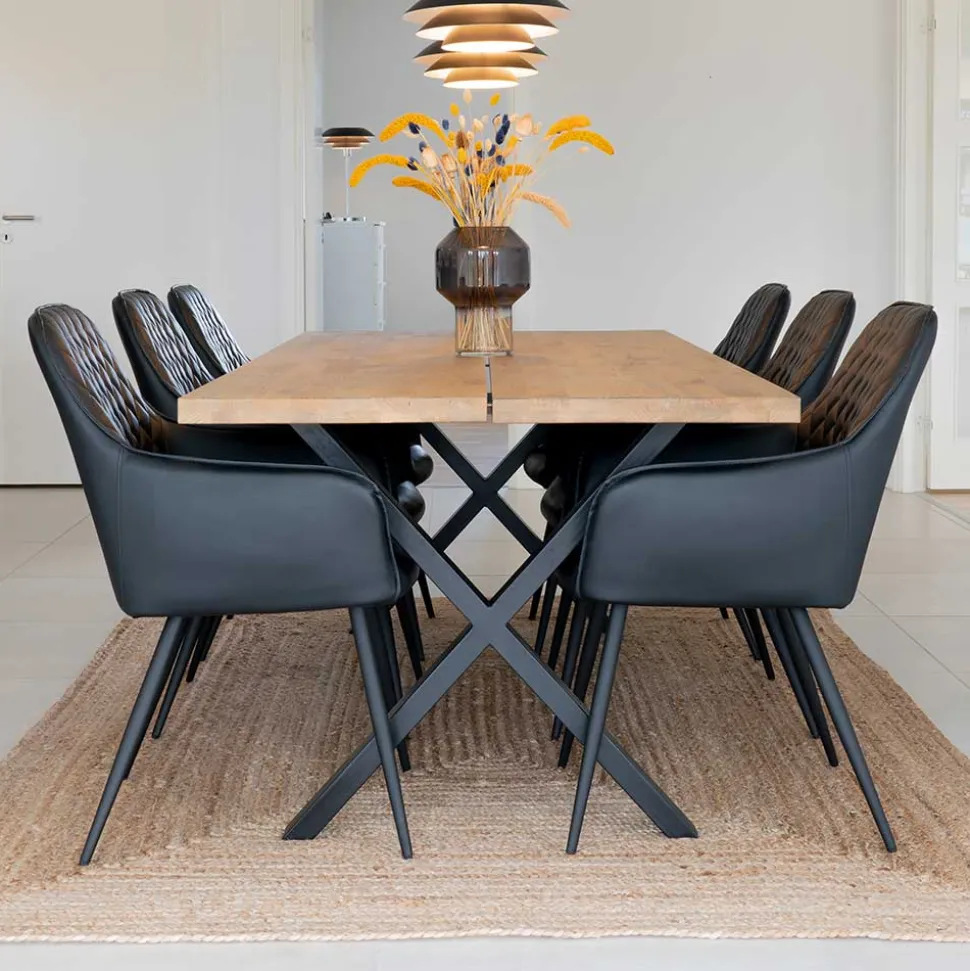 X-Bein Esstisch mit Armlehnenstühlen - Visita (siebenteilig)