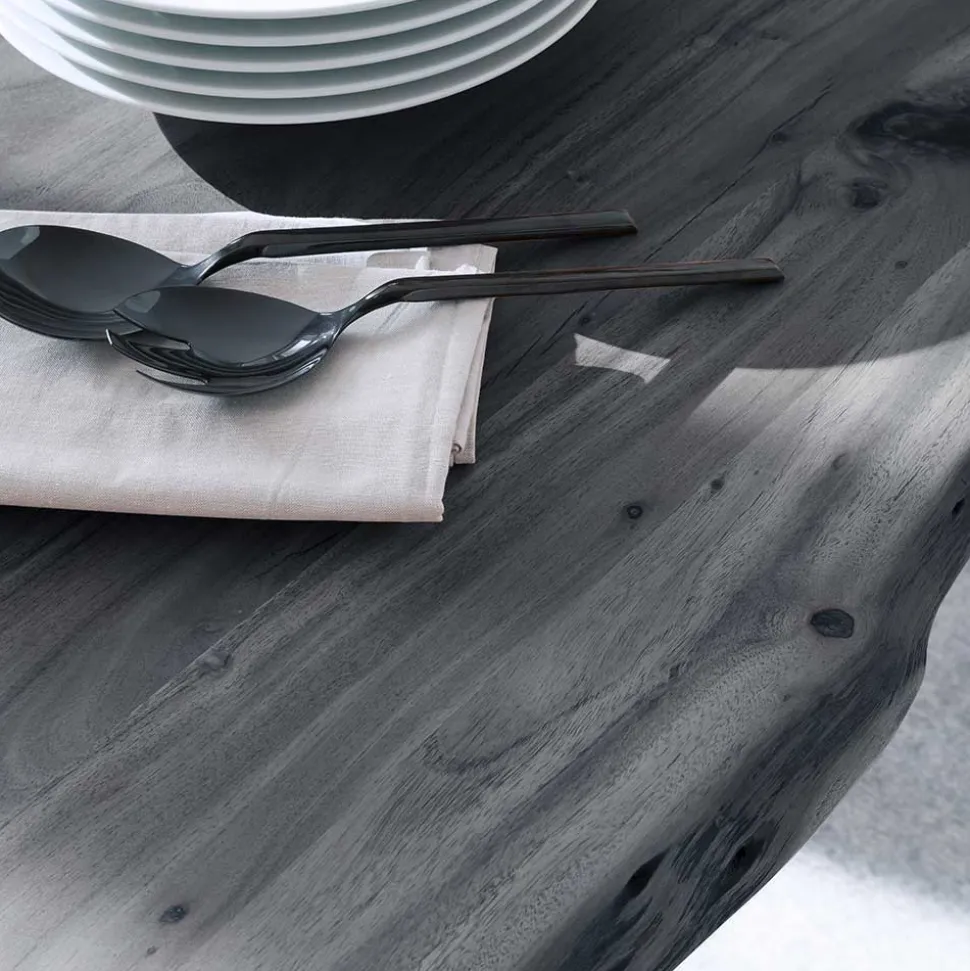 X-Bein Esszimmertisch mit Baumkante in Grau - Korcula