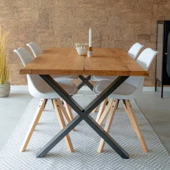 X-Fuß Esstisch & Schalenstühle - Flumicina (fünfteilig)