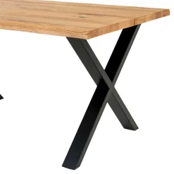 X-Fuß Esszimmertisch & Kunstlederstühle Braun - Gyrineva (fünfteilig)