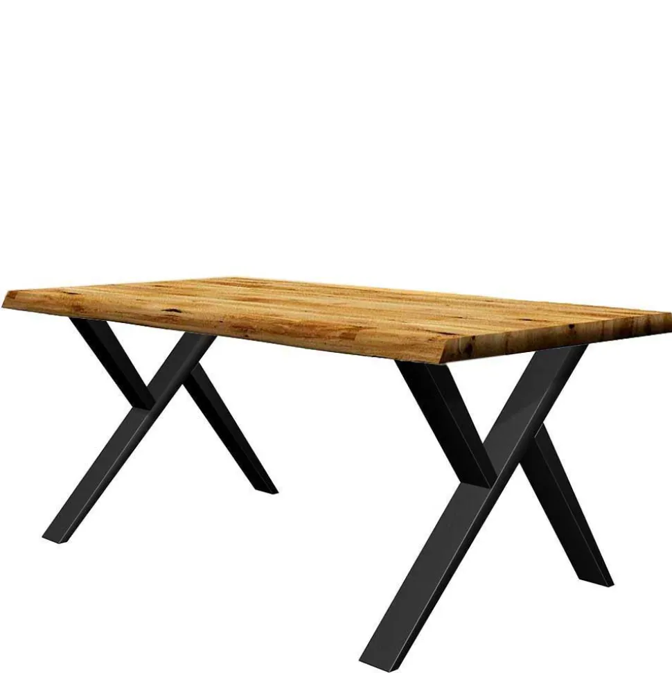 X-Fuß Esszimmertisch aus Eiche massiv - Trapper