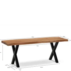 X-Fuß Garderobenbank mit Baumkante - Nariosca