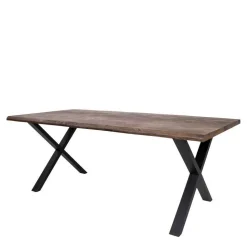 X-Fuß-Tisch & Samtstühle - Domniar (siebenteilig)