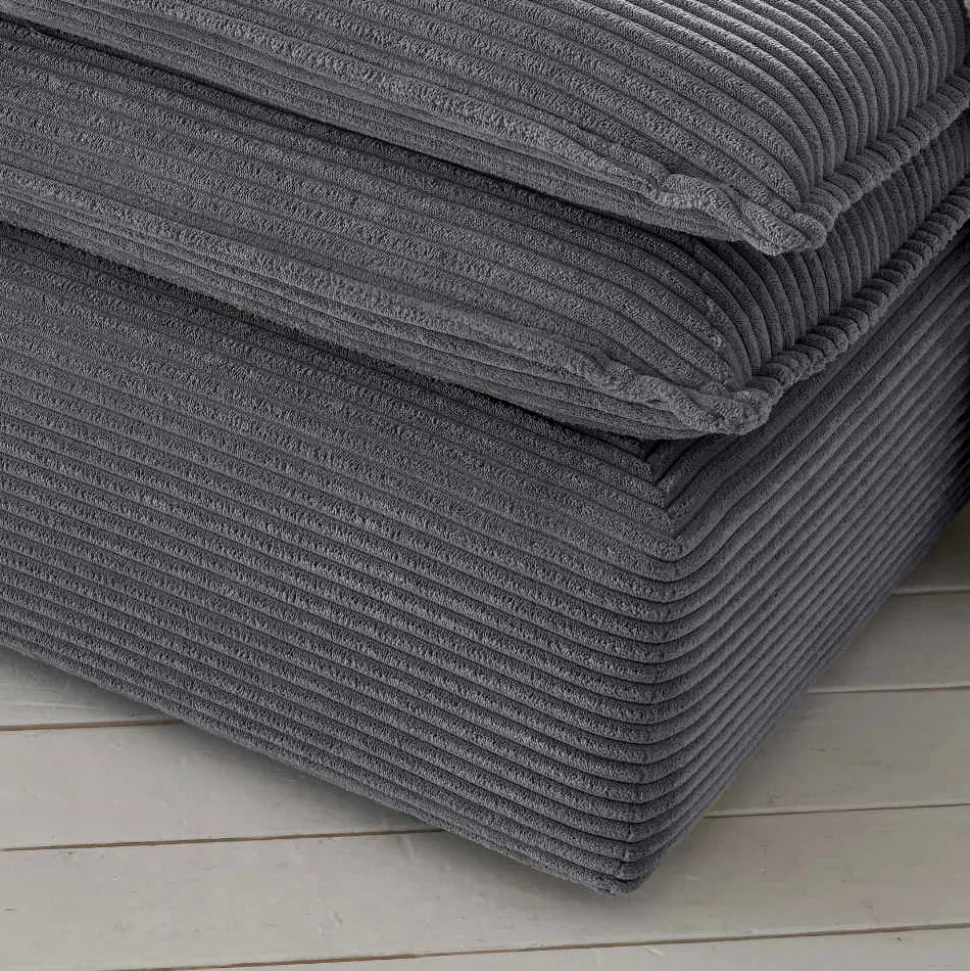 XL Sessel mit Hocker in Anthrazit - Ruffos (zweiteilig)