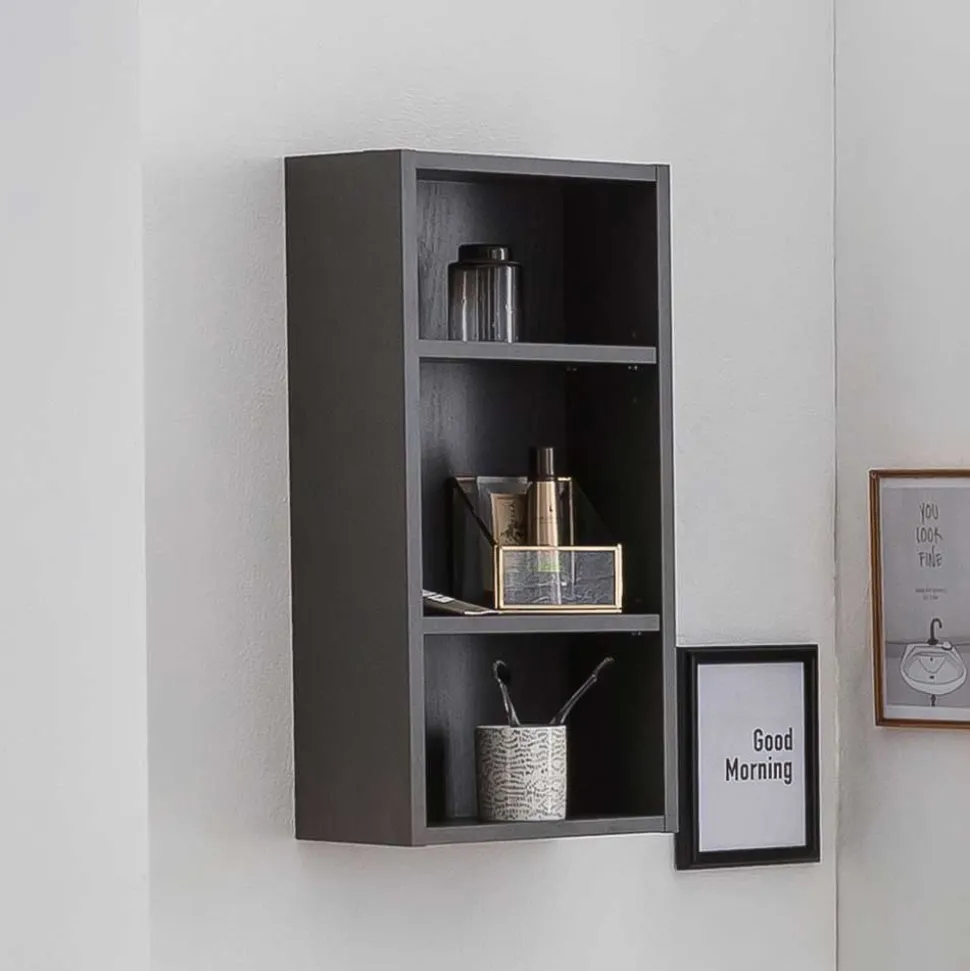 30x64x18 3 Fächer Badregal in Dunkelgrau - Breznia