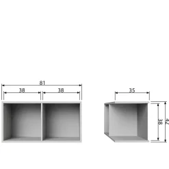 81x41x35 2 Fächer Regal in Grau lackiert - Lanik