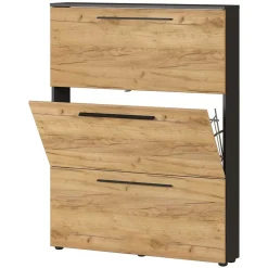 100x129x19 3 Klappen Schuhschrank in Wildeiche NB - Catrizia