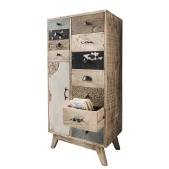 55x110x33 Altholz Hochkommode mit 11 Schubladen - Conville