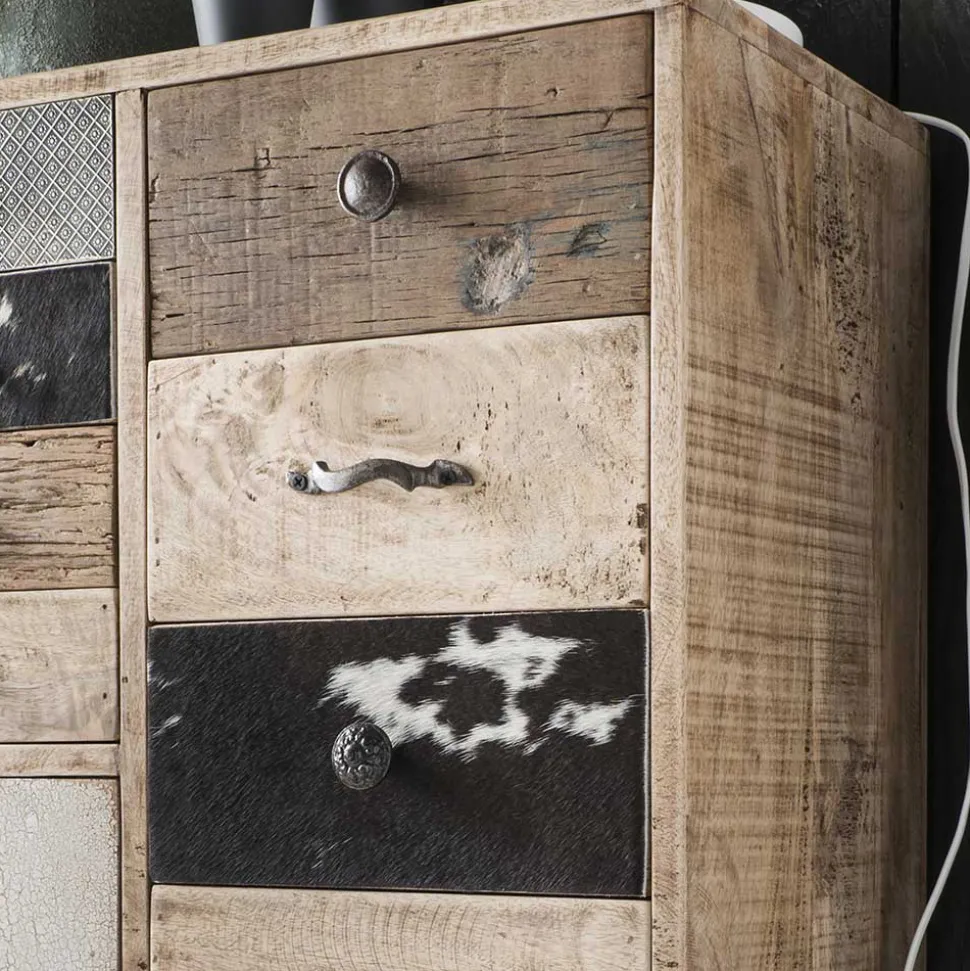 55x110x33 Altholz Hochkommode mit 11 Schubladen - Conville