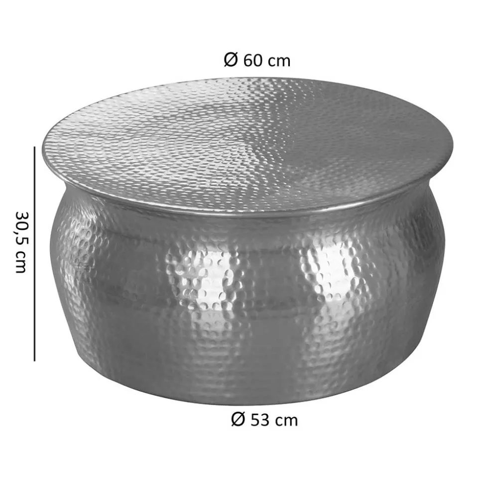 60x31x60 Alu Couchtisch in Silberfarben - Bastia