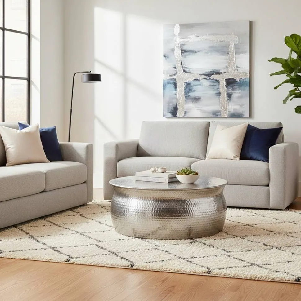 75x31x75 Alu Couchtisch in Silber - Cremo