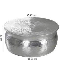 75x31x75 Alu Couchtisch in Silber - Cremo