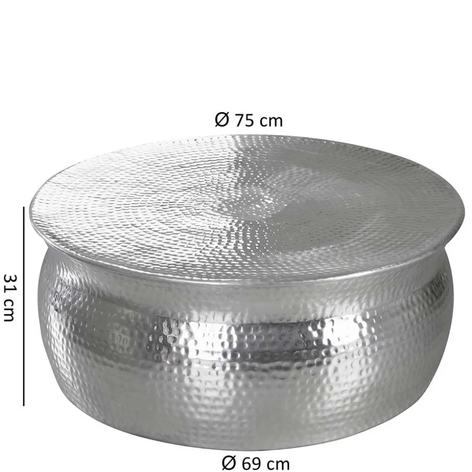 75x31x75 Alu Couchtisch in Silber - Cremo