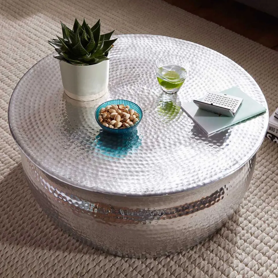 75x31x75 Alu Couchtisch in Silber - Cremo