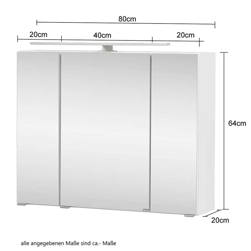 80x64x20 Bad Hängeschrank mit Spiegeltüren - Dastroz