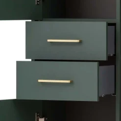 67x184x33 Bad Hochschrank in Dunkelgrün & Gold - Aqua