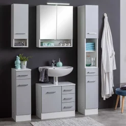 25x190x35 Bad Hochschrank in hellem Grau - Girios I